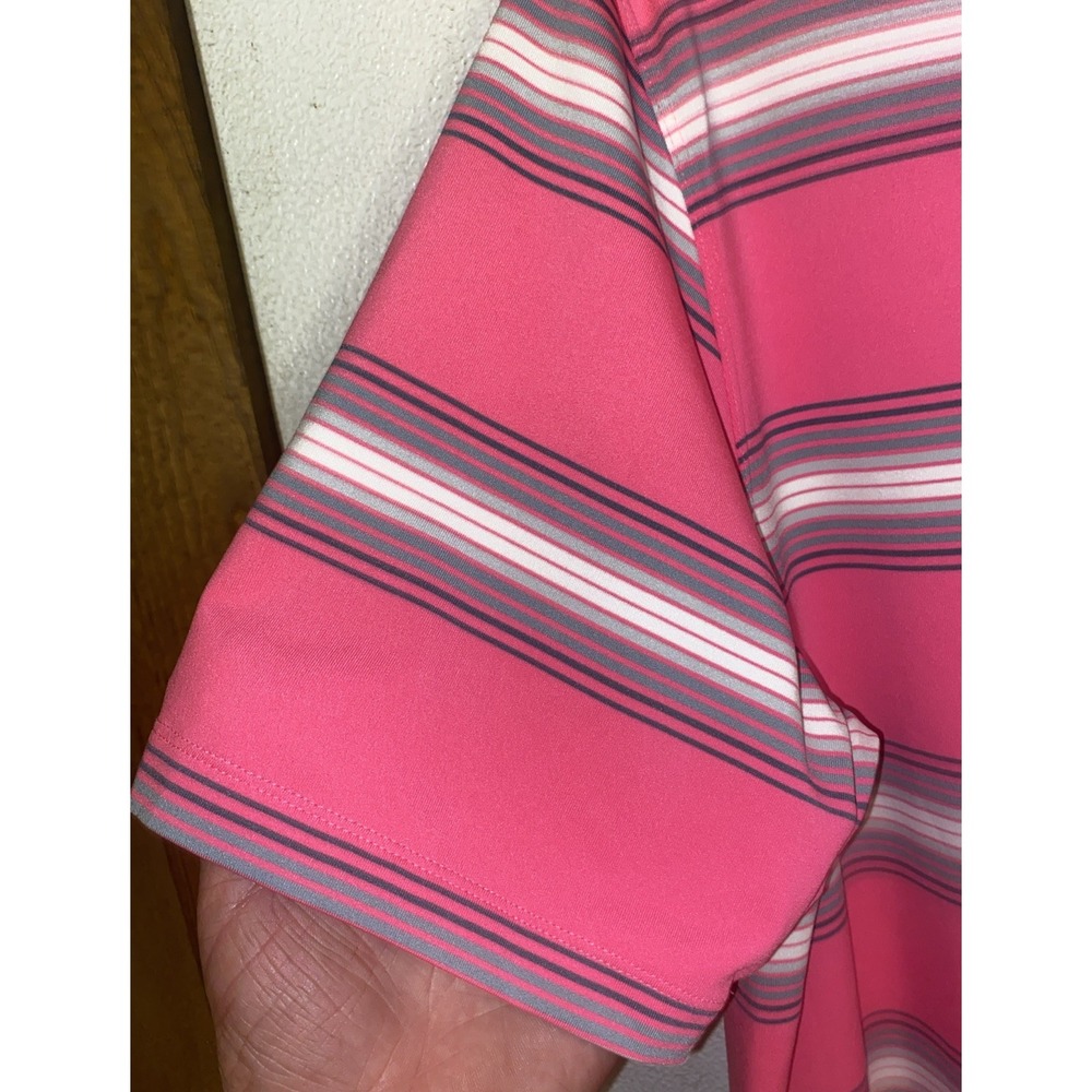 Nike Golf‎ Tour Performance Pink & White Striped Dri-Fit Polo Shirt Size Large - Picture 4 of 8